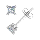 1/2 Carat Princess Cut Diamond Stud Earrings in Gold