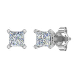 1/2 Carat Princess Cut Diamond Stud Earrings in Gold - IGI Certified