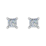 1/2 Carat Princess Cut Diamond Stud Earrings in Gold - IGI Certified