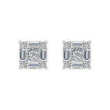 1/2 Carat Prong Set Round, Princess & Baguette Shape Diamond Stud Earrings in Gold