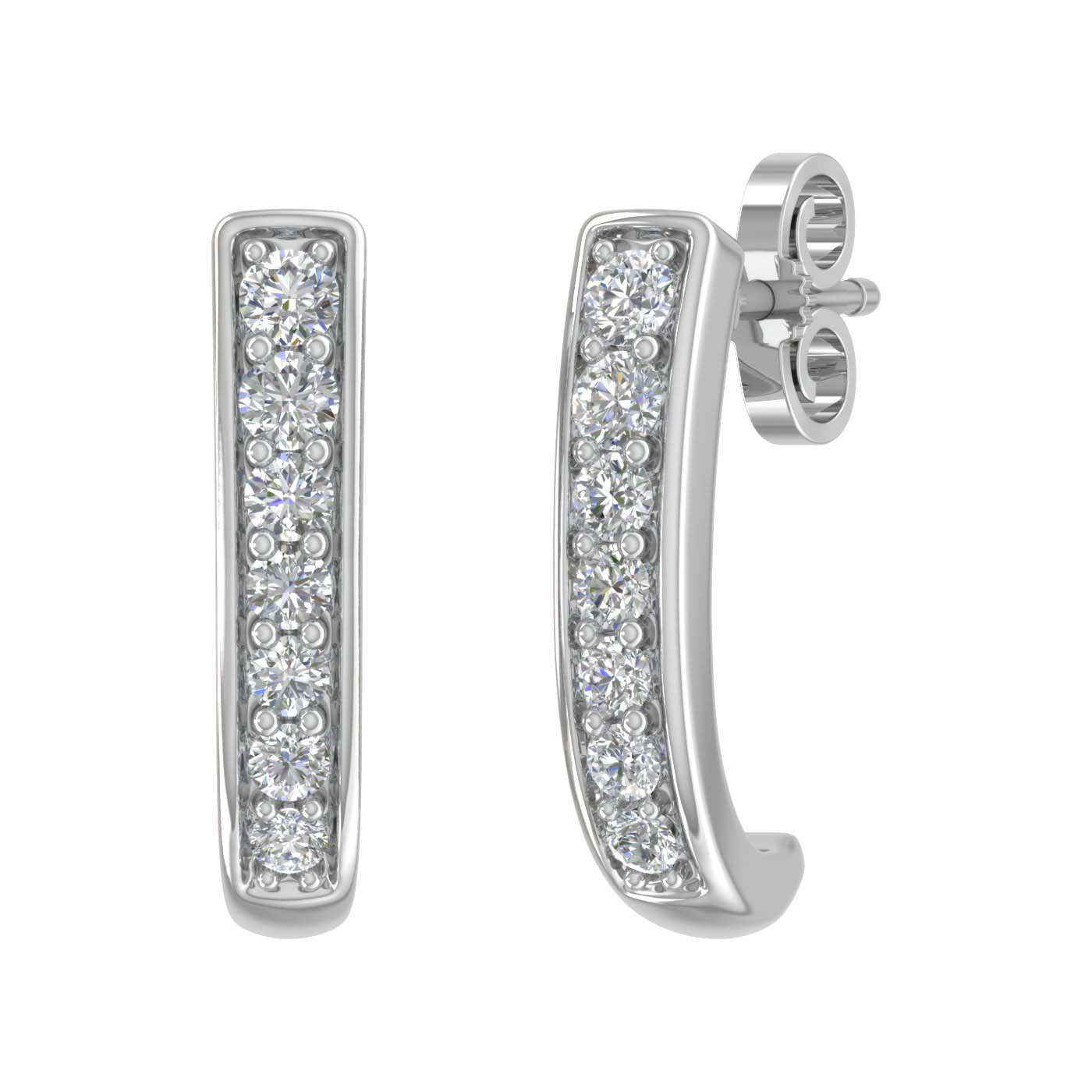 1/2 Carat Diamond Open Hoop Earrings in White Gold - IGI Certified