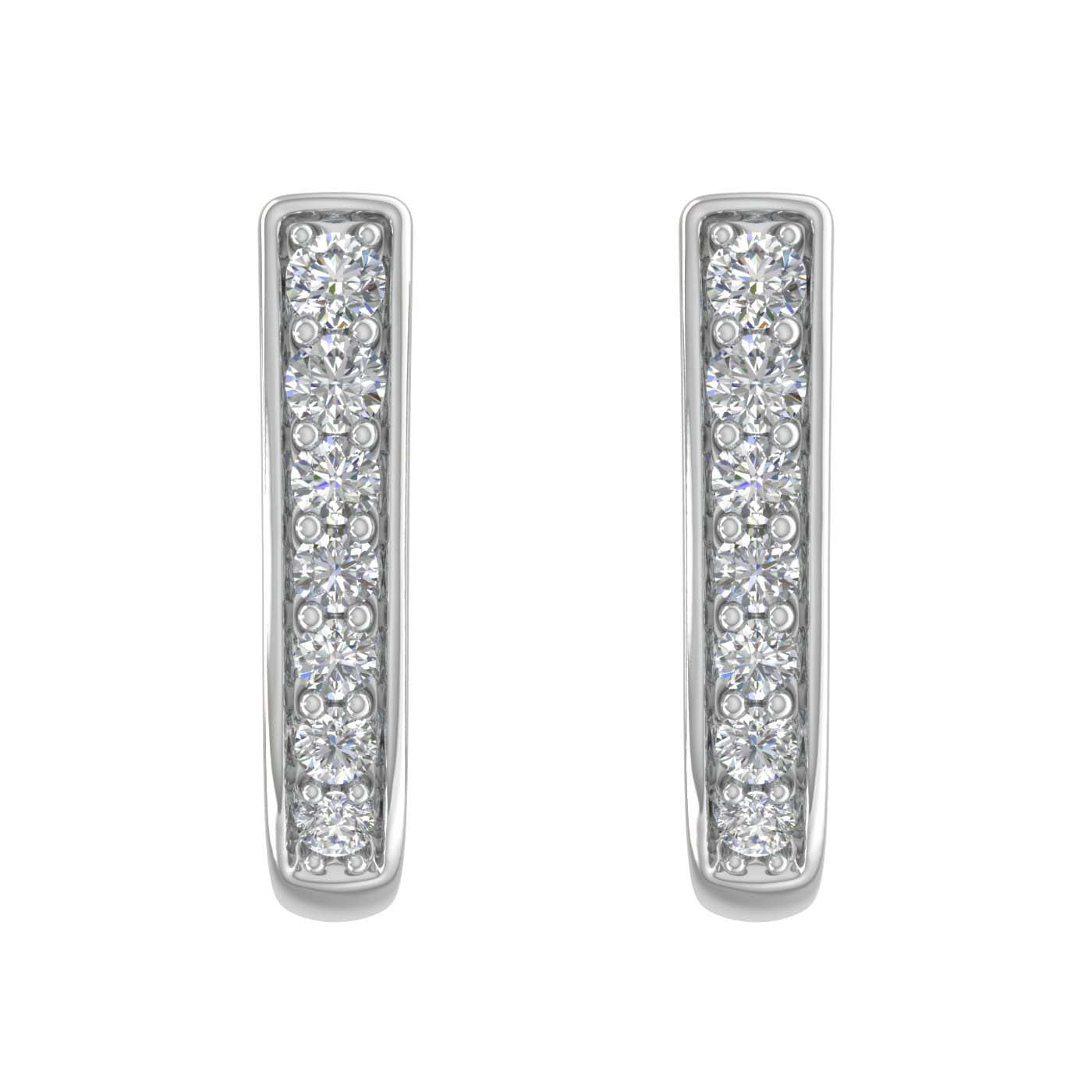 1/2 Carat Diamond Open Hoop Earrings in White Gold - IGI Certified-Preview 1