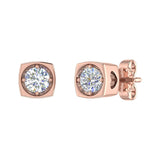 1/2 Carat Diamond Stud Earrings with Sideway Heart in Gold - IGI Certified