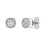 1/2 Carat Diamond Stud Earrings with Sideway Heart in Gold - IGI Certified