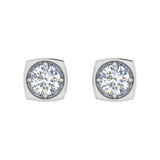1/2 Carat Diamond Stud Earrings with Sideway Heart in Gold - IGI Certified