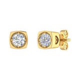 1/2 Carat Diamond Stud Earrings with Sideway Heart in Gold