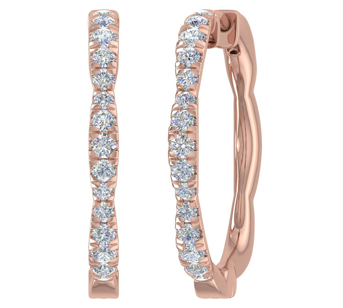 1/2 Carat Diamond Hoop Earrings in Gold - IGI Certified