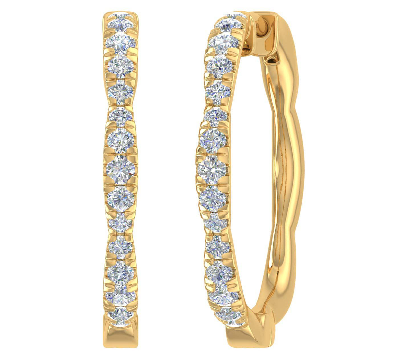 1/2 Carat Diamond Hoop Earrings in Gold - IGI Certified