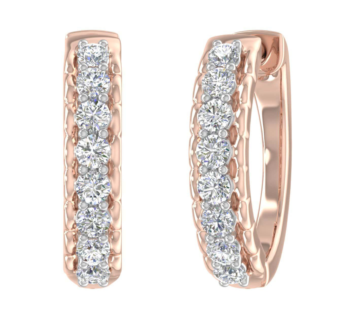 Gold Natural Diamond Ladies Hoop Earrings (SI1-SI2 Clarity, 1/2 Carat) - IGI Certified