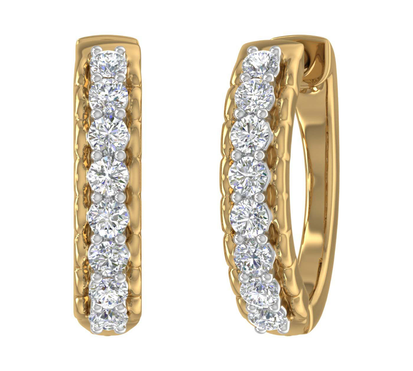 Gold Natural Diamond Ladies Hoop Earrings (SI1-SI2 Clarity, 1/2 Carat) - IGI Certified