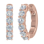 3/4 Carat Diamond Hoop Huggies Earrings in 14K Gold-Rose Gold Earning-Thumbnail