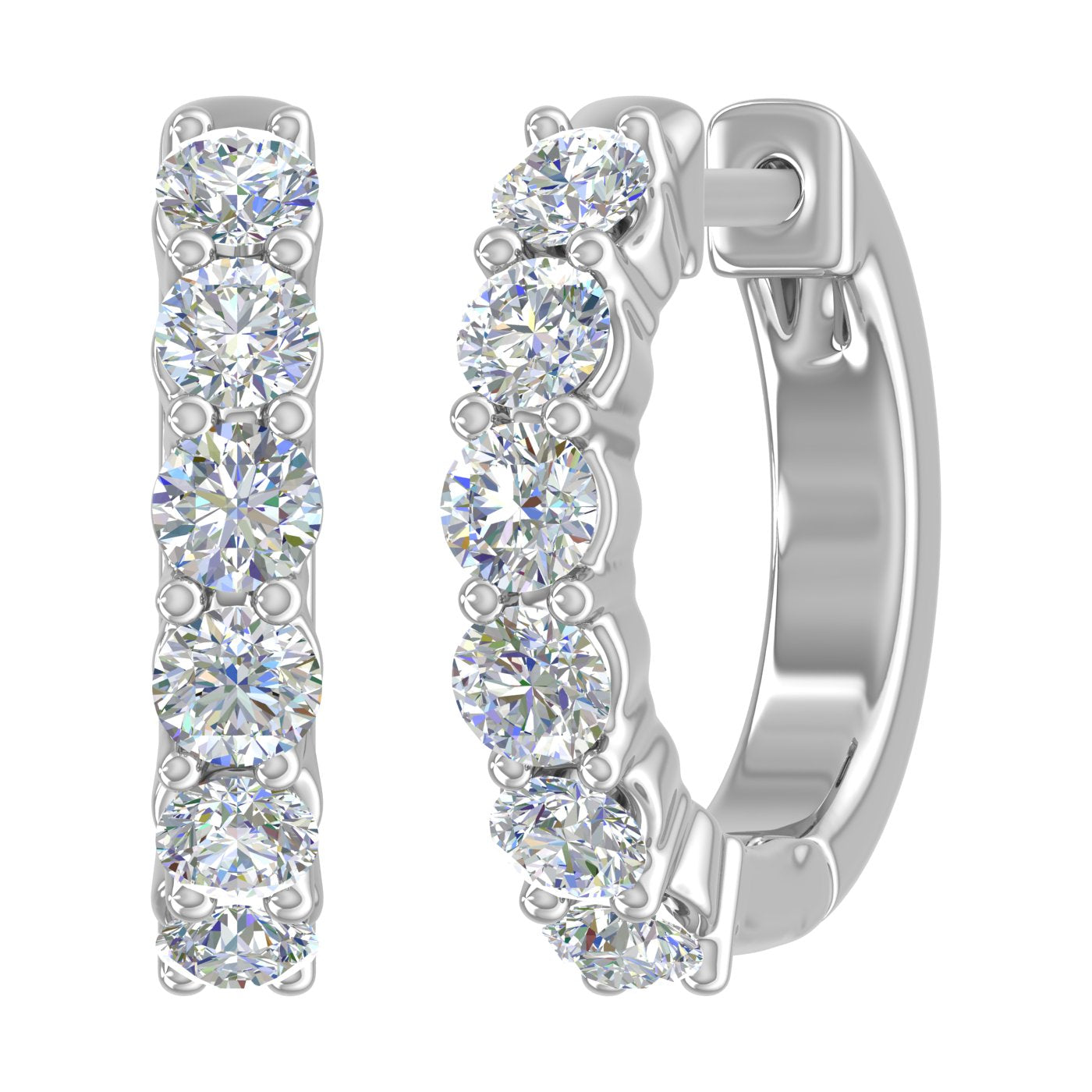 3/4 Carat Diamond Hoop Huggies Earrings in 14K Gold-1