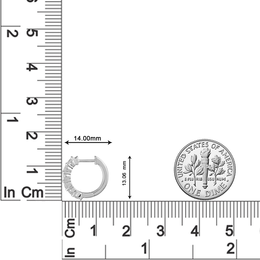 3/4 Carat Diamond Hoop Huggies Earrings in 14K Gold-On Scale-1-Thumbnail