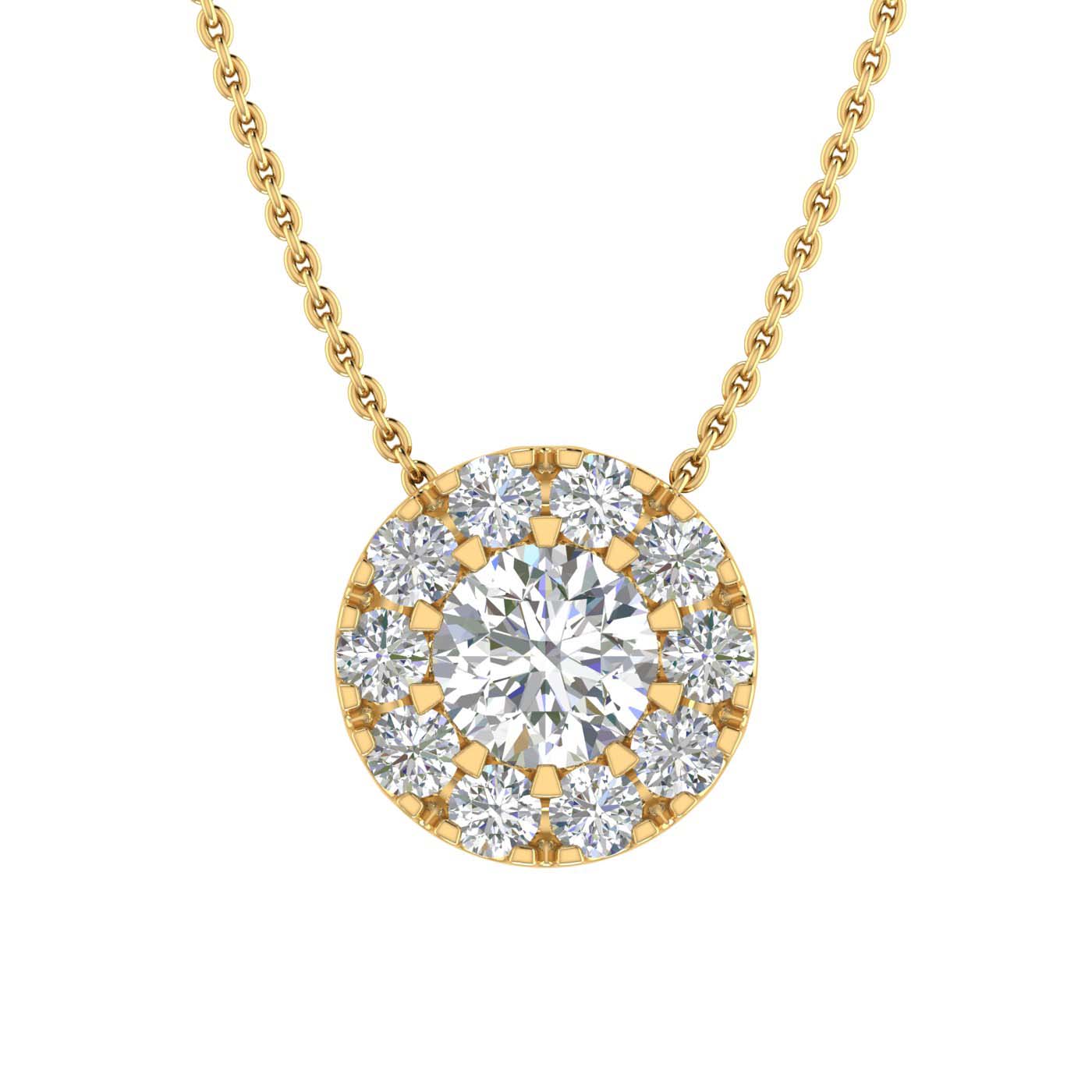 1/4 Carat Diamond Cluster Pendant Necklace in Gold (Silver Chain Included)