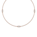 0.05 Carat Diamond By Yard 3 Station Necklace in Gold (Silver Chain Included)