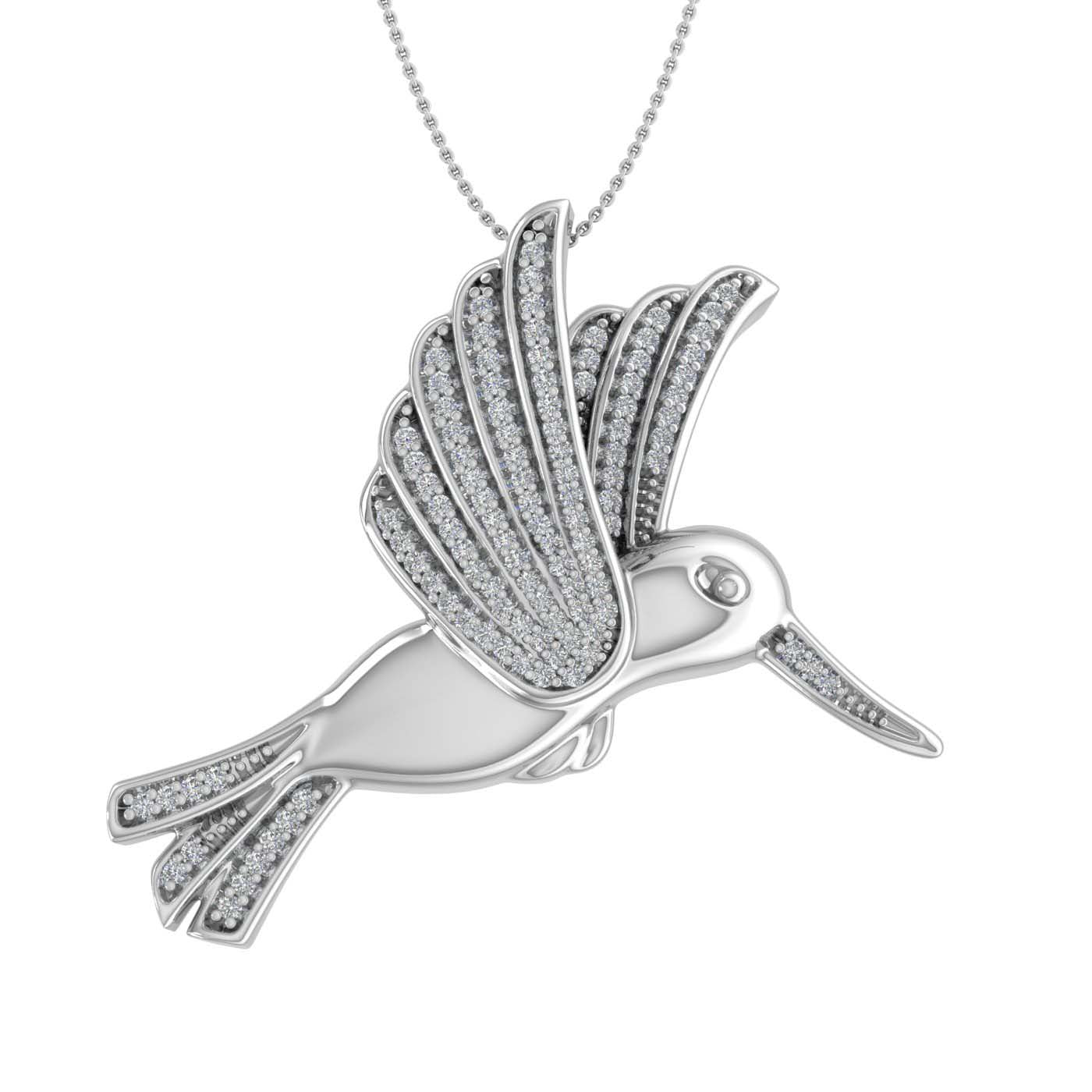 1/5 Carat Bird Diamond Pendant Necklace in Gold (Silver Chain Included) - Preview 10