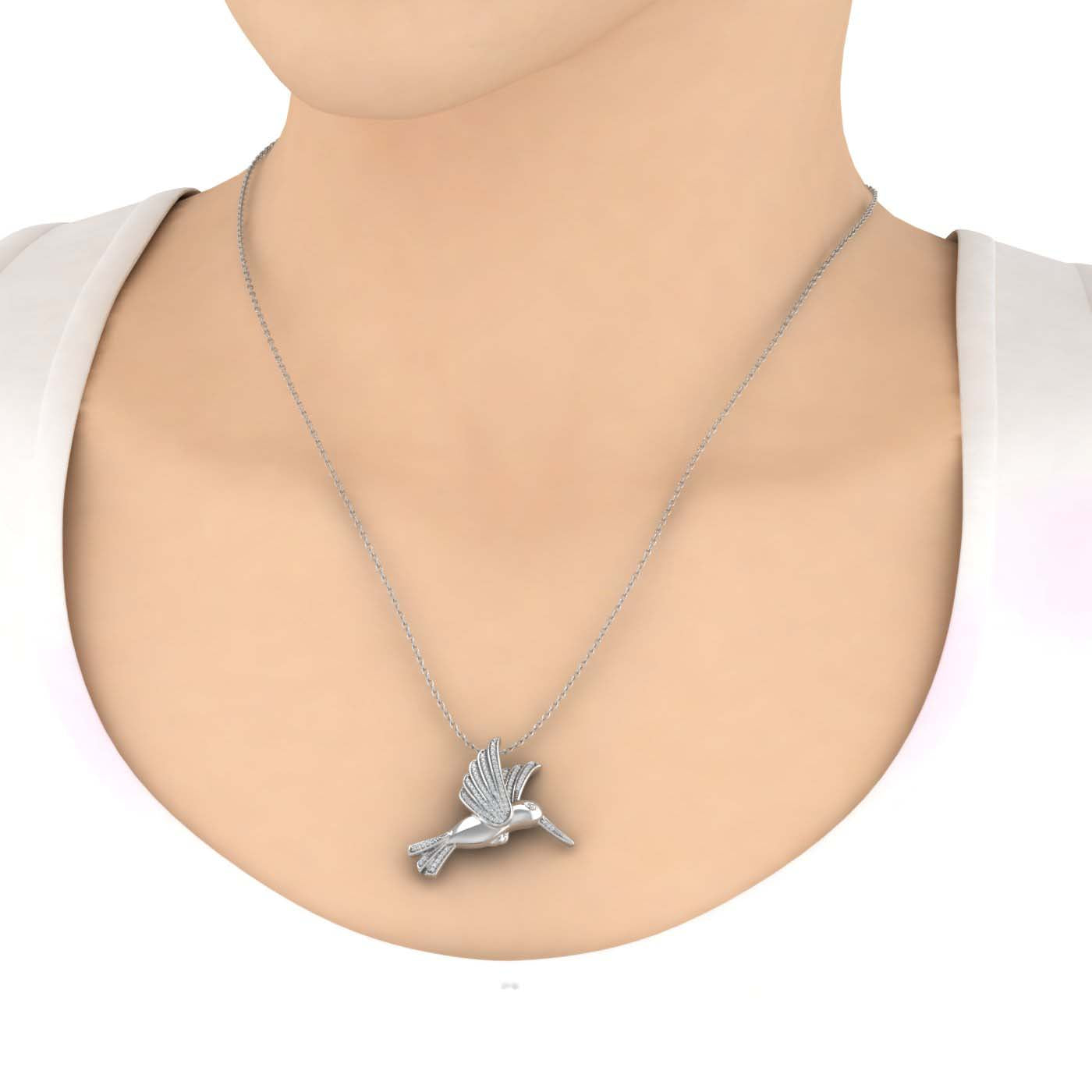 1/5 Carat Bird Diamond Pendant Necklace in Gold (Silver Chain Included) - Preview 7