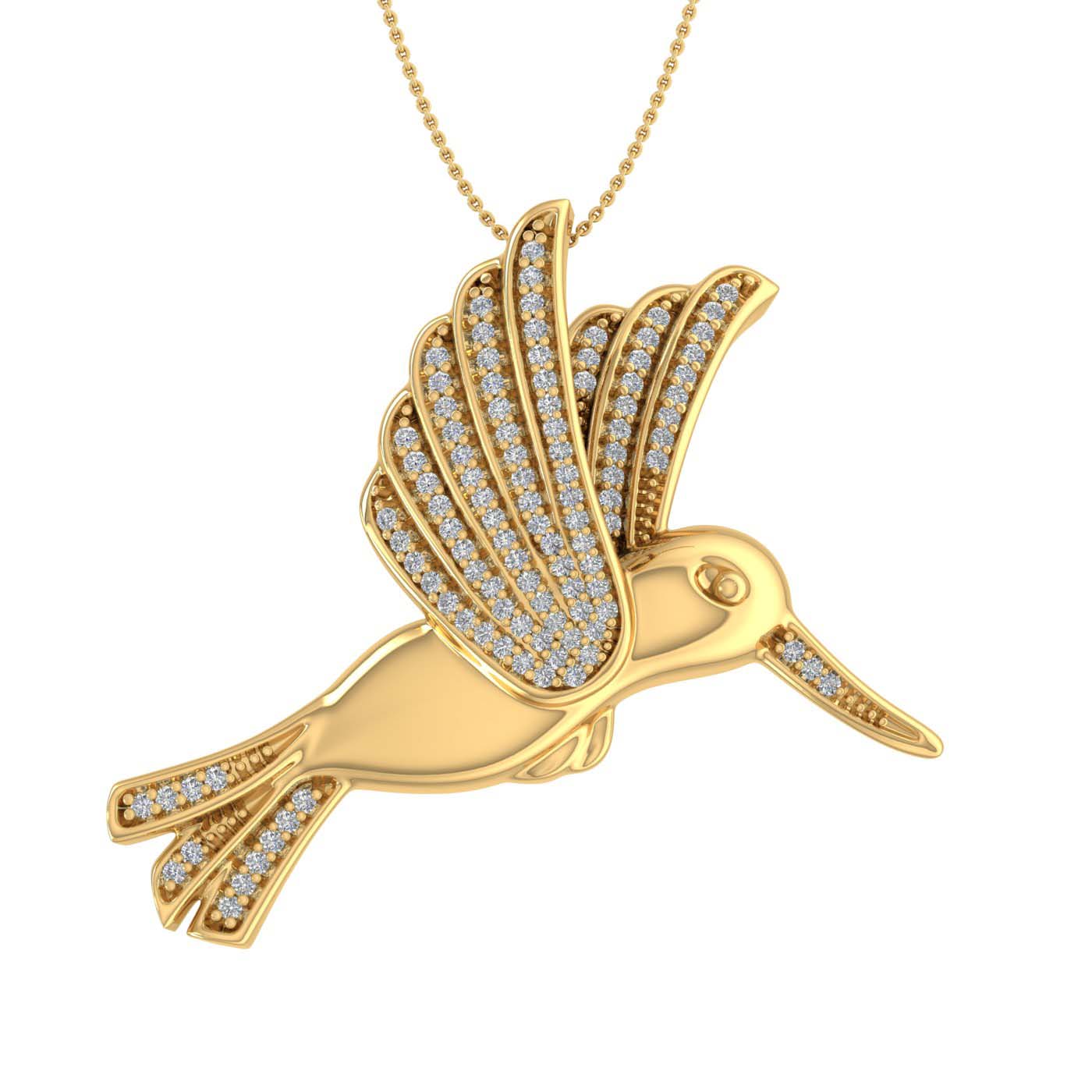 1/5 Carat Bird Diamond Pendant Necklace in Gold (Silver Chain Included) - Preview 8