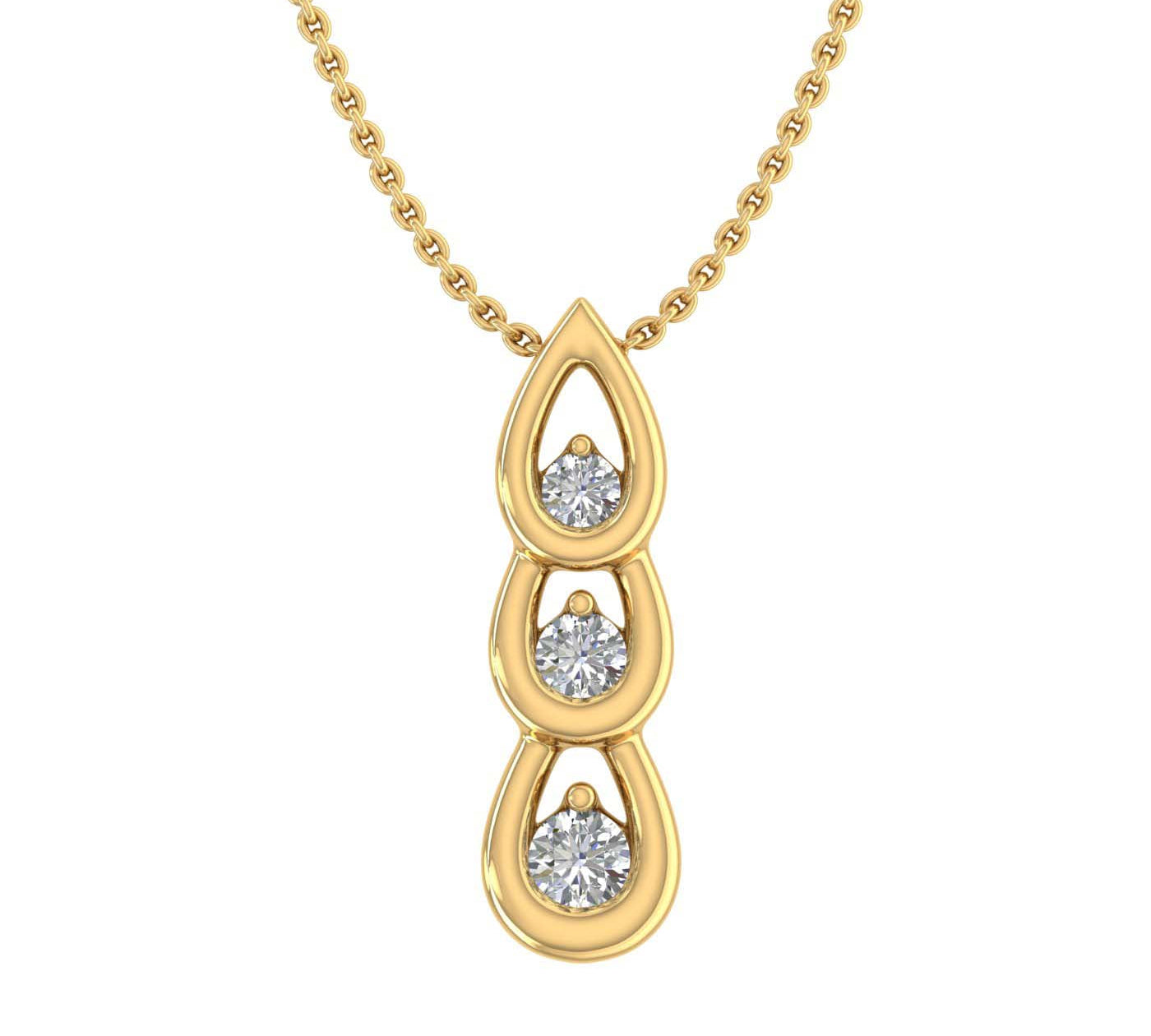 0.07 Carat Diamond 3-stone Journey Pendant Necklace in Gold (Silver Chain Included) - IGI Certified
