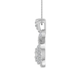 1/3 Carat Diamond Halo Pendant Necklace in Gold (Silver Chain Included)