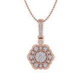1/3 Carat Diamond Floral Pendant Necklace in Gold (Silver Chain Included) - IGI Certified