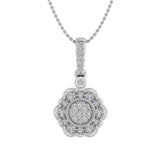 1/3 Carat Diamond Floral Pendant Necklace in Gold (Silver Chain Included) - IGI Certified