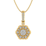 1/3 Carat Diamond Floral Pendant Necklace in Gold (Silver Chain Included) - IGI Certified