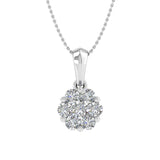 1/4 Carat Diamond Cluster Pendant Necklace in Gold (Silver Chain Included)