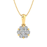 1/4 Carat Diamond Cluster Pendant Necklace in Gold (Silver Chain Included) - IGI Certified