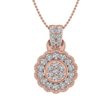 1/2 Carat Diamond Cluster Pendant Necklace in Gold (Silver Chain Included) - IGI Certified