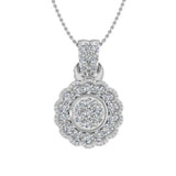 1/2 Carat Diamond Cluster Pendant Necklace in Gold (Silver Chain Included) - IGI Certified
