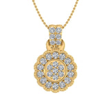 1/2 Carat Diamond Cluster Pendant Necklace in Gold (Silver Chain Included)