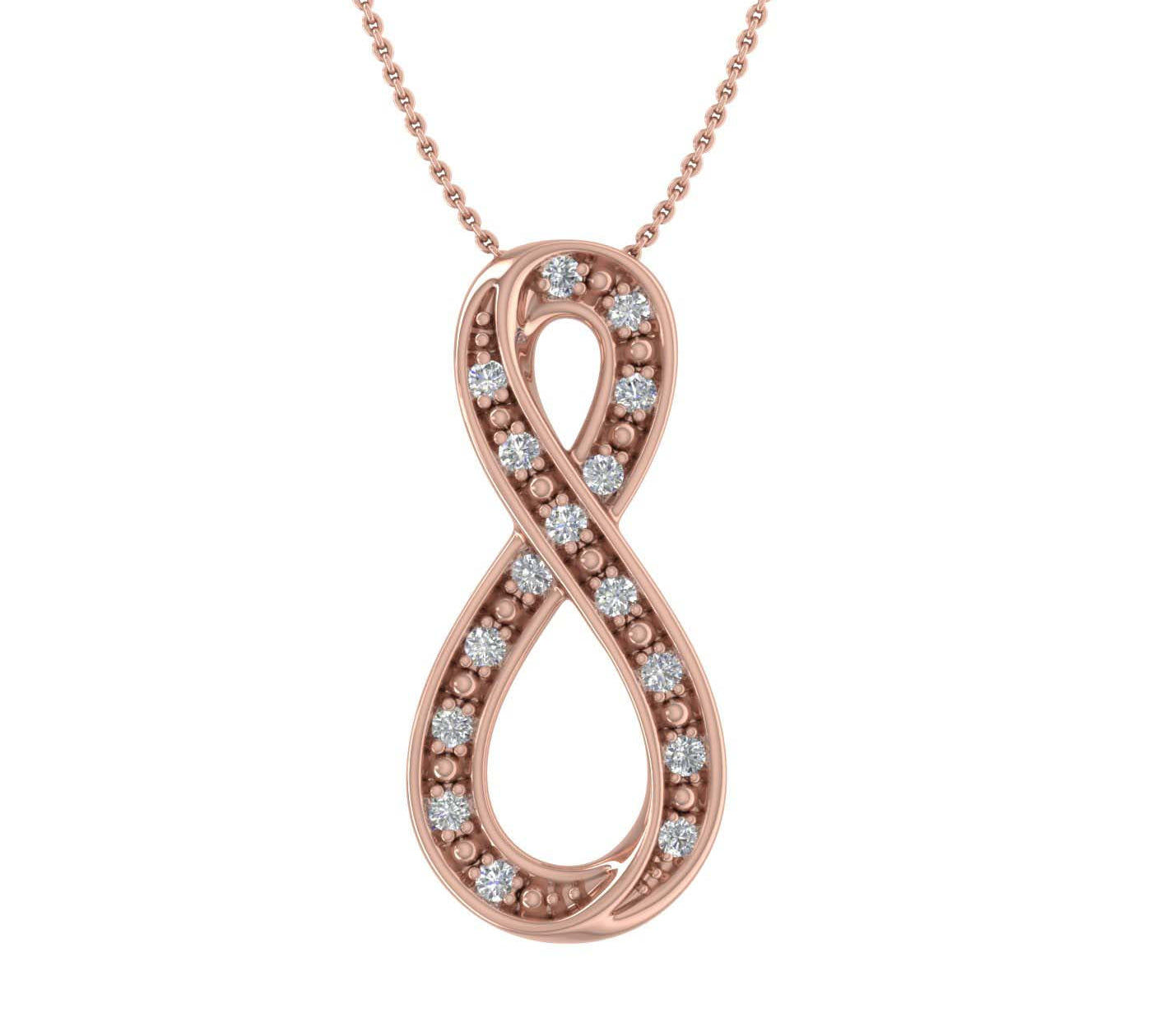 0.15 Carat Diamond Infinity Pendant Necklace in Gold (Silver Chain Included) - IGI Certified