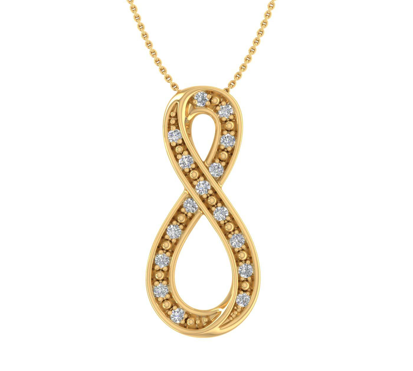 0.15 Carat Diamond Infinity Pendant Necklace in Gold (Silver Chain Included) - IGI Certified
