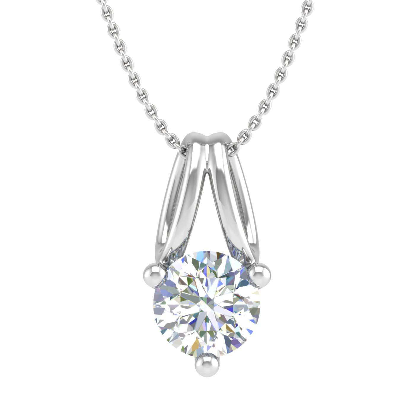 1/3 Carat 3-Prong Set Diamond Solitaire Pendant Necklace in Gold