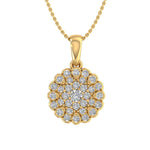 1/4 Carat Diamond Cluster Pendant Necklace in Gold (Silver Chain Included)-Yellow Gold