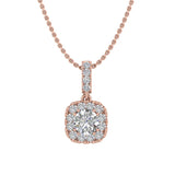 1/4 Carat Diamond Cushion Shape Pendant Necklace in Gold (Silver Chain Included)