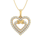 1/2 ctw Diamond Heart in Heart Infinity Pendant Necklace in Gold (Silver Chain Included) - IGI Certified