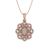 0.15 Carat Diamond Flower Shaped Pendant Necklace in Gold (Silver Chain Included)