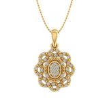 0.15 Carat Diamond Flower Shaped Pendant Necklace in Gold (Silver Chain Included)