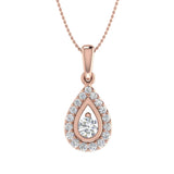 1/3 Carat Round Diamond Teardrop Pendant Necklace in Gold (Silver Chain Included) - IGI Certified