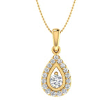 1/3 Carat Round Diamond Teardrop Pendant Necklace in Gold (Silver Chain Included) - IGI Certified