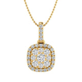 1/3 Carat Diamond Cushion Shaped Pendant Necklace in Gold (Silver Chain Included) - IGI Certified