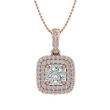 1/3 Carat Diamond Cushion Shaped Pendant Necklace in Gold (Silver Chain Included)