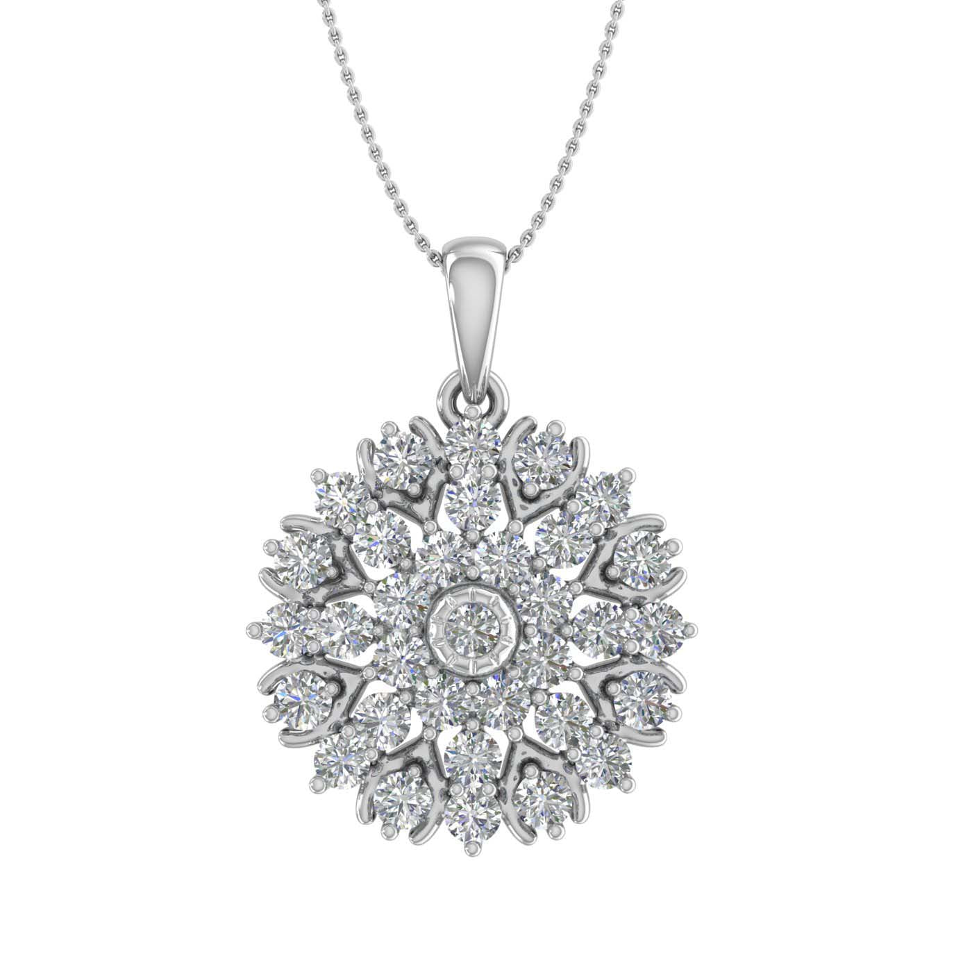 1 Carat (ctw) Diamond Flower Shaped Pendant Necklace in Gold (Silver Chain  Included) - IGI Certified