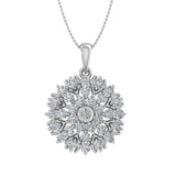 1 Carat (ctw) Diamond Flower Shaped Pendant Necklace in Gold (Silver Chain Included) - IGI Certified