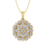 1 Carat (ctw) Diamond Flower Shaped Pendant Necklace in Gold (Silver Chain Included) - IGI Certified