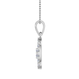 1/2 Carat Diamond Circle Halo Pendant Necklace in Gold (Silver Cable Chain) - IGI Certified