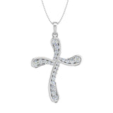 1/2 Carat Diamond Cross Pendant Necklace in Gold (Silver Chain Included) - IGI Certified