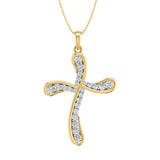 1/2 Carat Diamond Cross Pendant Necklace in Gold (Silver Chain Included) - IGI Certified